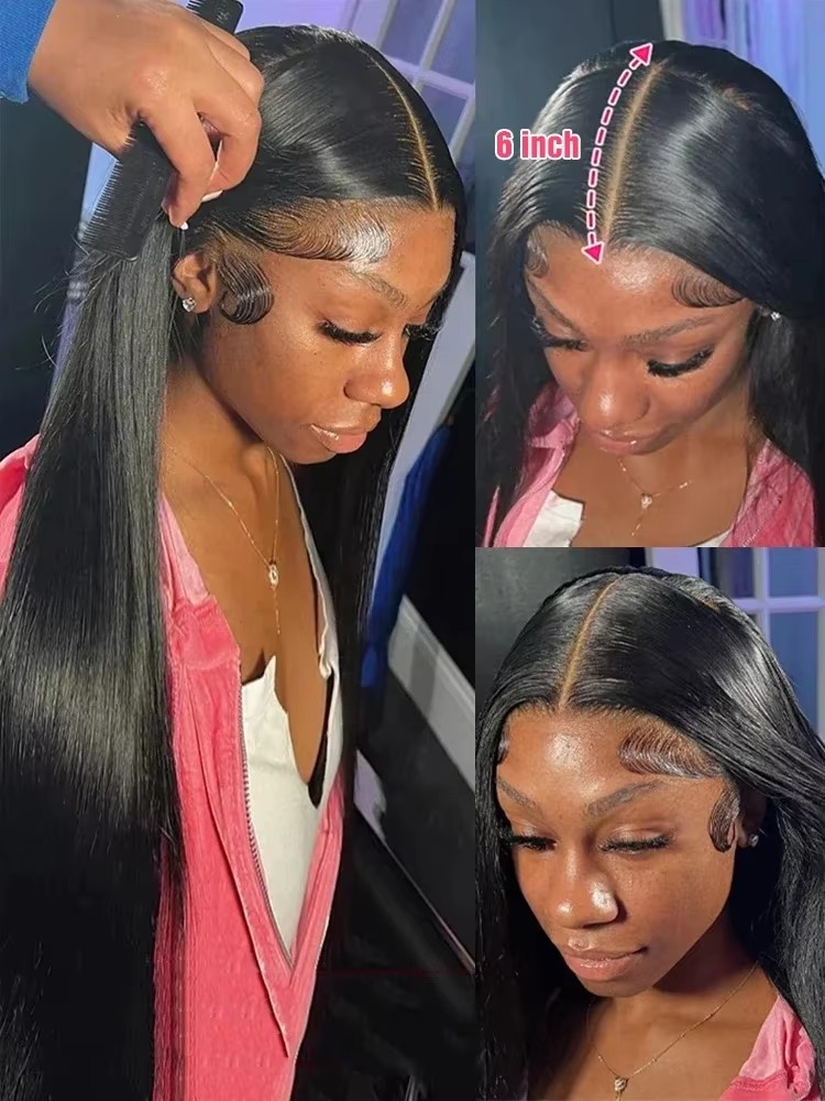 ブラジルのナチュラルヘアウィッグ,滑らかなカット,13x4,13x6,30インチ,40インチ,HD,密度250