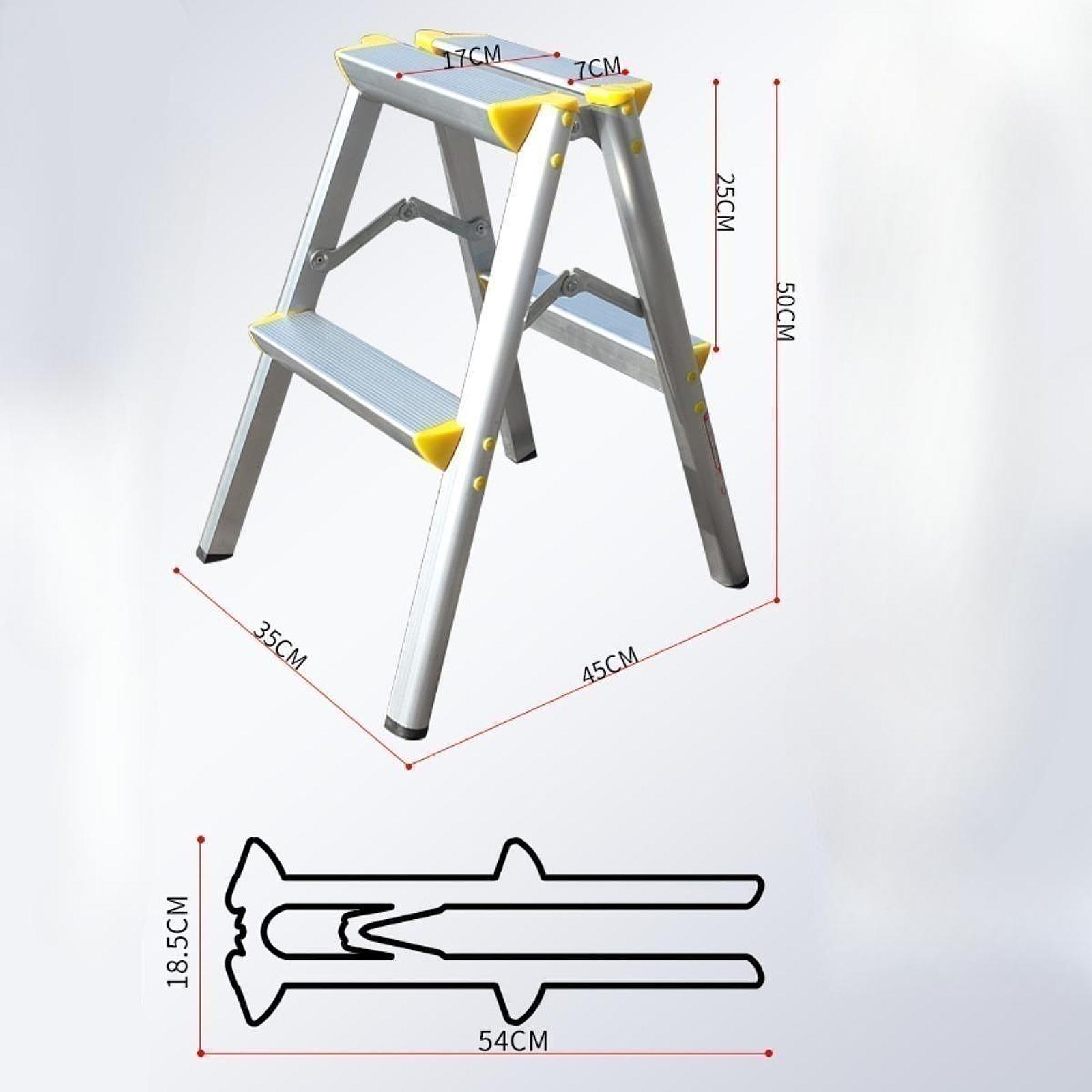 Portable Office Household Anti Slip Foldable Ladder Step Ladder 2 Step Stool Multifunctional Herringbone Ladder Wide Pedal