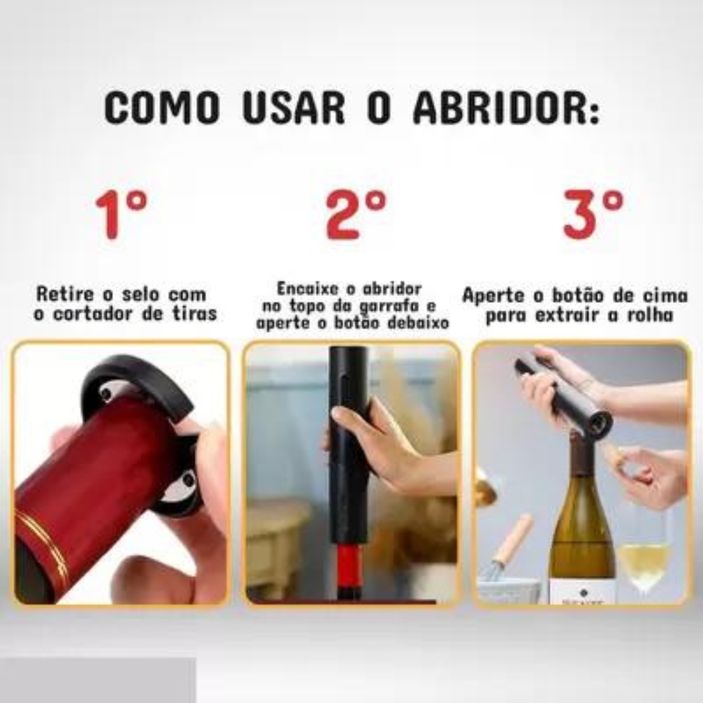 Saca Rolhas Automático Abridor De Vinho Garrafa Elétrico