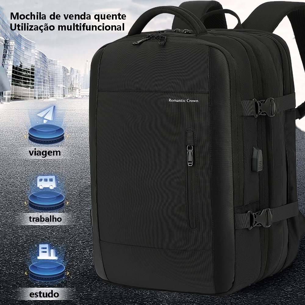 Coroa Romântica Mochila Masculina de Viagem USB Expansível, Saco de viagem, Saco De Escola, Saco Para Laptop