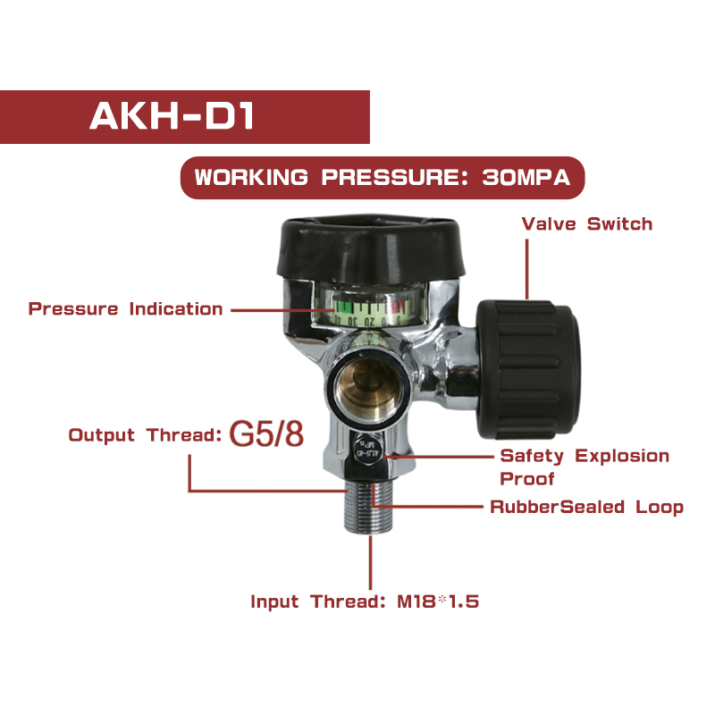 AC921 Acecare valvola aria 300bar 4500psi valvola calibro per SCBA Diving Tank Thread M18 * 1.5
