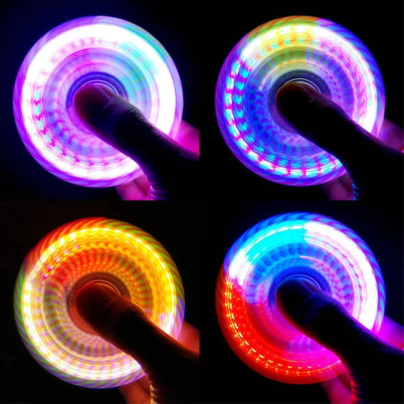 ไฟ LED Fidget Spinner Luminous Finger ความเครียดบรรเทาของเล่น Hand Top Spinners Glow in Dark Light วันเกิดคริสต์มาสของขวัญ