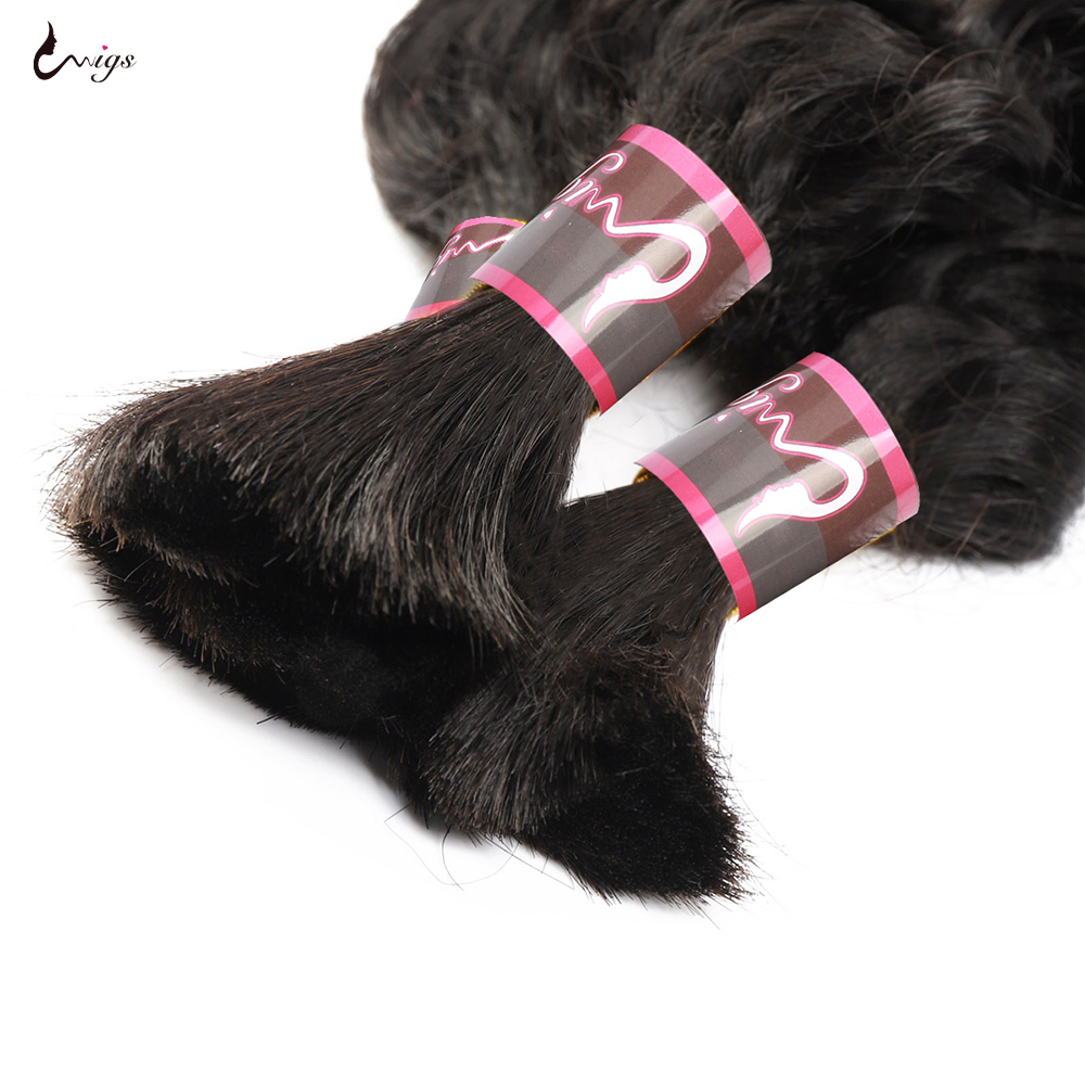 ナチュラルカラー人毛実体波バルク編組ブラジルレミー毛織り 100% 人毛横糸なし人毛エクステンション