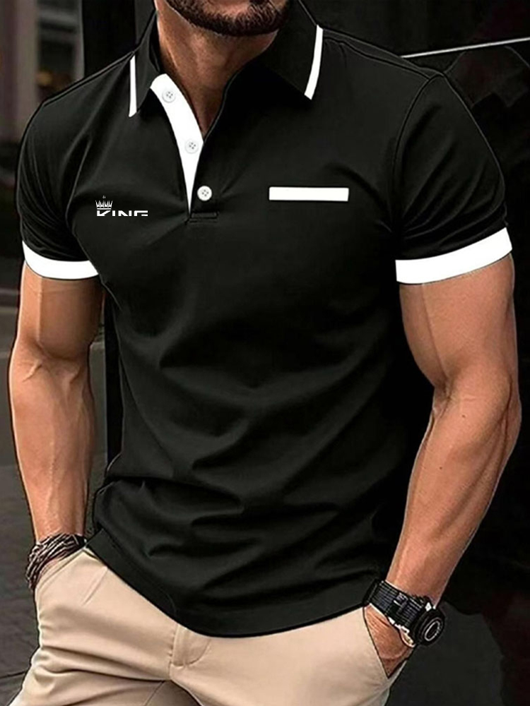 Polo homme chemise de Golf sport décontracté revers manches courtes mode basique couleur bloc Patchwork été coupe régulière Polo