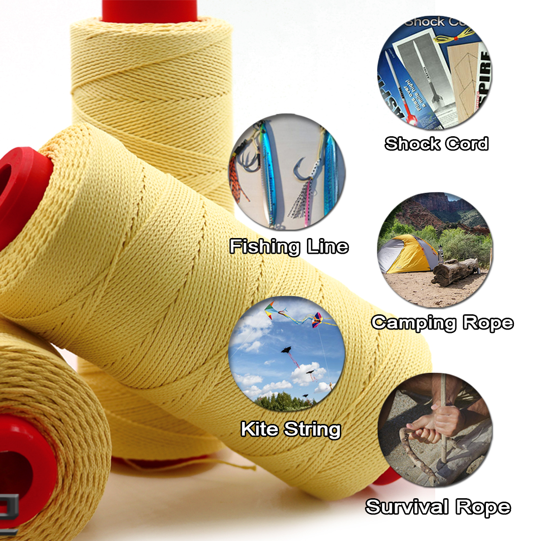 150m~600m Kite String Braided Kevlar Line 40~5000Lbs High Strength Wear resistant Fishing Line Thread Camping Backpacking Cord