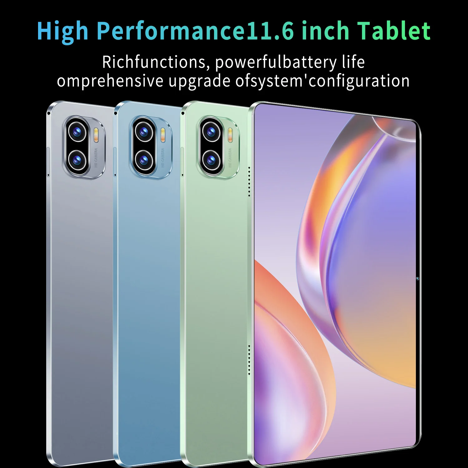 2024 New 5G tablet PC 11.6 inch tablet android 16GB+1TB ROM 16MP+32MP Network 12000mAh Android 13.0 Wifi Bluetooth Dual SIM