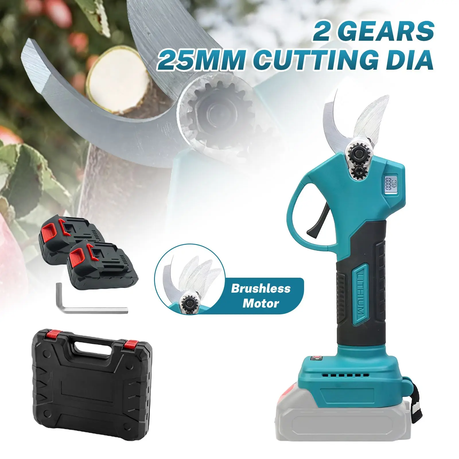 Cesoie elettriche da giardino senza spazzole per frutta da giardino, bonsai, forbici elettriche da giardino senza fili, attrezzo da giardino per batteria Makita