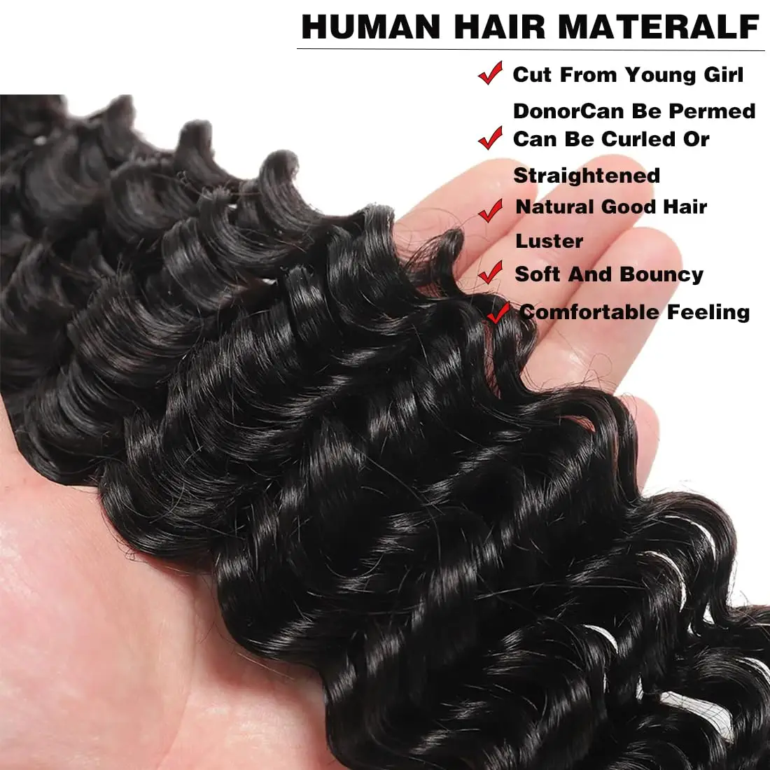 Pacotes com fechamento onda profunda cabelo virgem brasileiro 3 pacotes com 4x4 hd fechamento de renda com cabelo do bebê cor natural encaracolado profundo