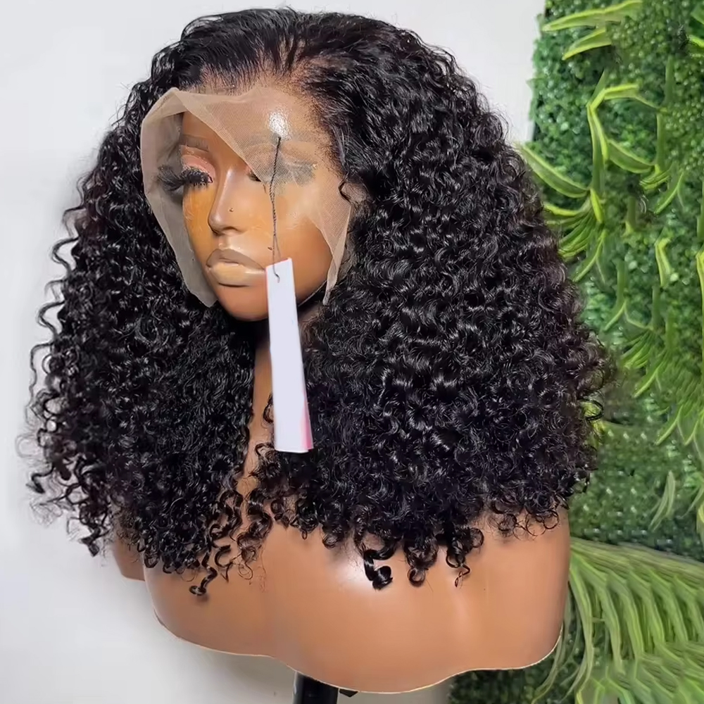Curly Short Bob 13x4 Transparent Lace Frontal Human Hair Wigs Deep Wave 4x4 Lace Front Wig Closure Wig Brazilian Remy Hair Wig