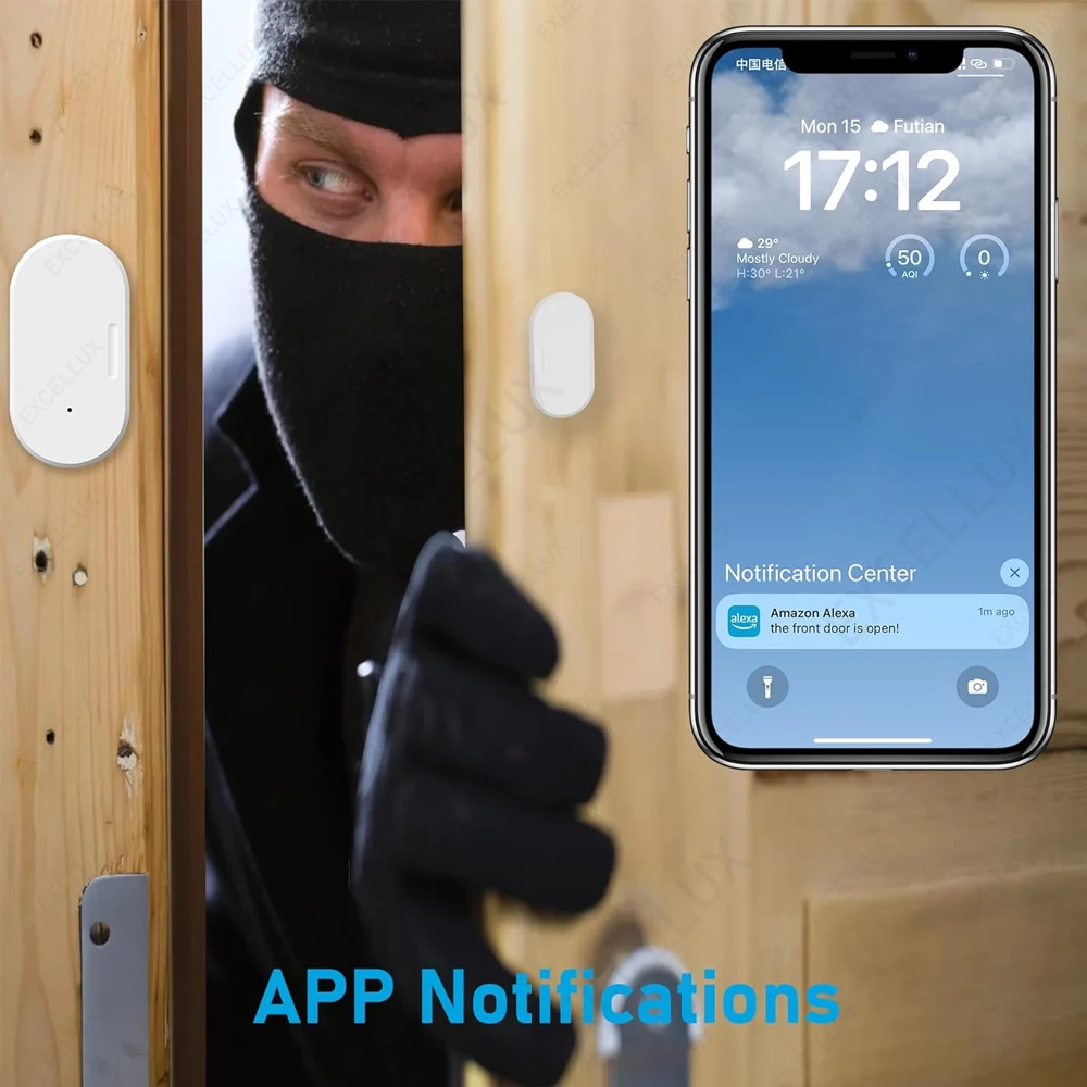 ZigBee-Sensor de puerta inteligente, detectores de puerta abierta y cerrada, protección de seguridad para el hogar, Control EWelink a través de Alexa y Google Home Z2MQTT