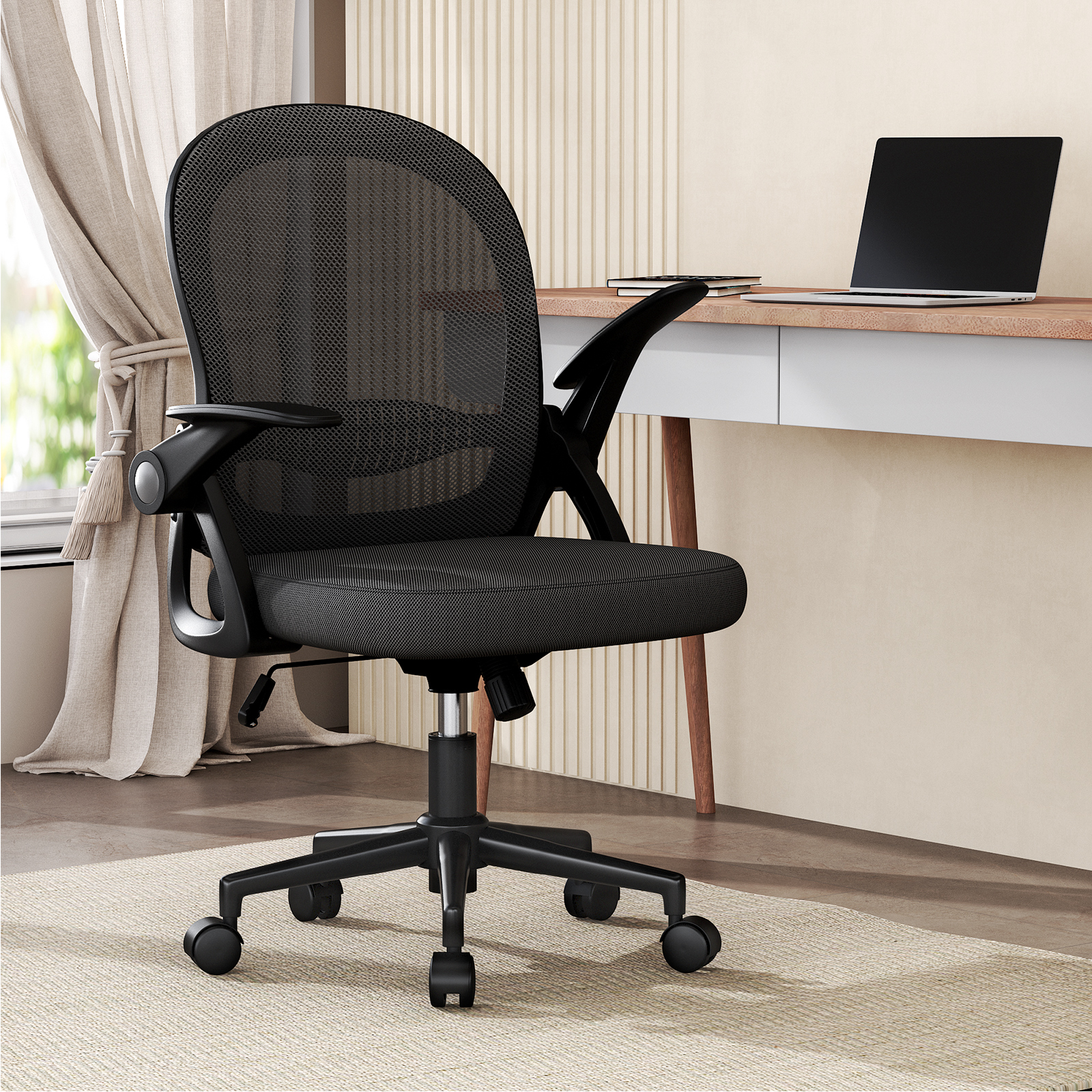 naspaluro Home Office Chair Ergonomic Desk Chair Swivel Gaming Chairs Mid-Back Mesh Chair with Lumbar Support for Home Office