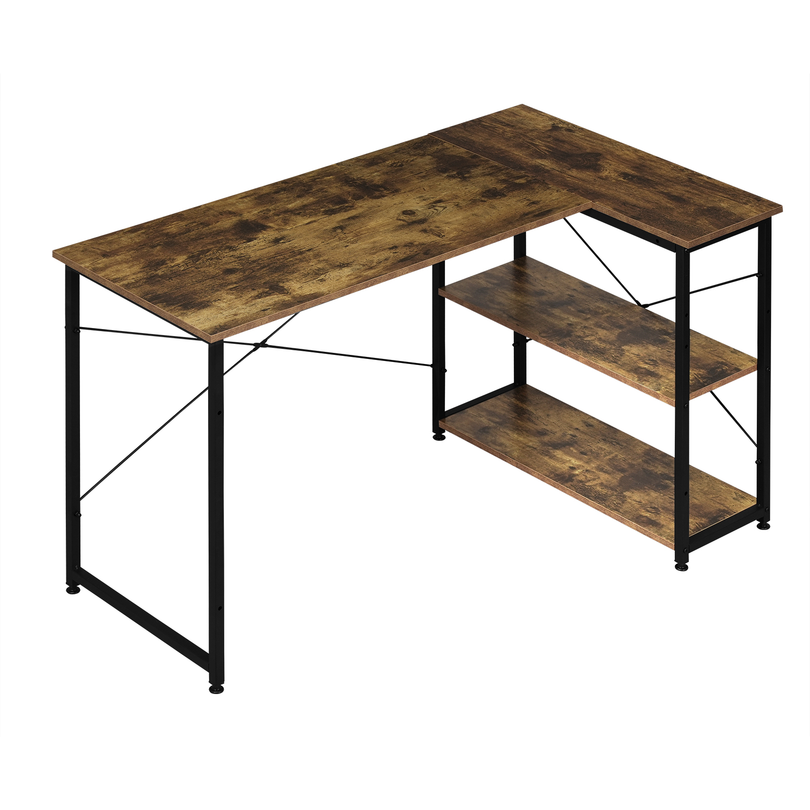 L-förmiger Büroschreibtisch, Computertisch, 120 x 72,5 x 72 cm, Ecktisch mit umkehrbarem Regal, Stauraum für Wohnzimmer, Schlafzimmer, Arbeitszimmer