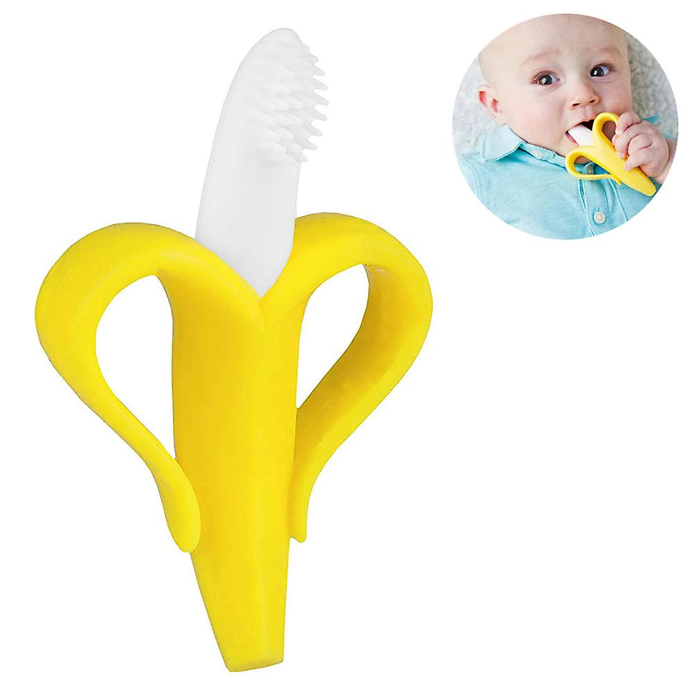 Banana bebê mordedor seguro toddle mordedor silicone bpa livre banana dentição anel mastigar cuidados dentários toot formação banana escova de dentes