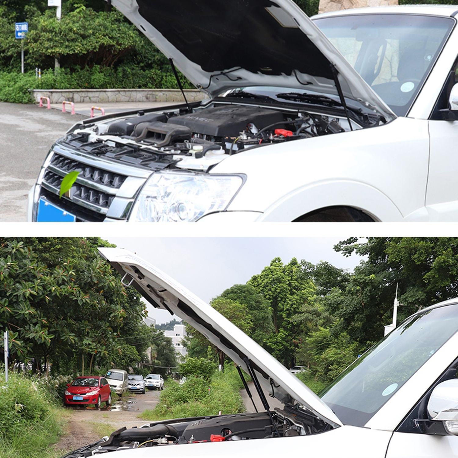 三菱パジェロ V80 V93 V95 V97 V98 2007-2021 カーアクセサリーステンレス鋼フロントボンネットフードリフトサポートショックストラット