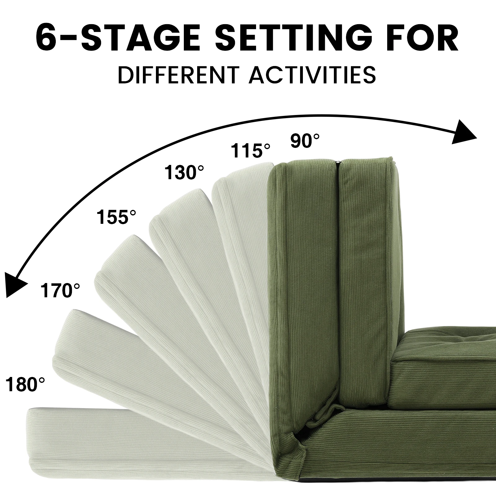 COMHOMA Sofa Couch Small Bed 2-osobowa Mini Sofa Bed 6-stopniowa Regulowana Oparcie, Salon, Sypialnia i Kemping