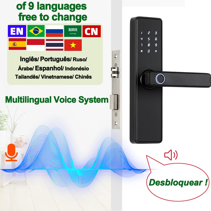 RAYKUBE K20 Tuya Bluetooth 9-language Fingerprint Door Lock Electronic Door Lock with Tuya /IC Card/Password/ Key Unlock