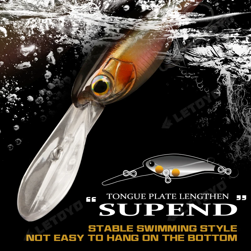 LETOYO Suspending Minnow 6g/60mm-10g/70mm 0-4m depth Deep Dive Artificial bait trout bass lures for Pike fishing lures spinning
