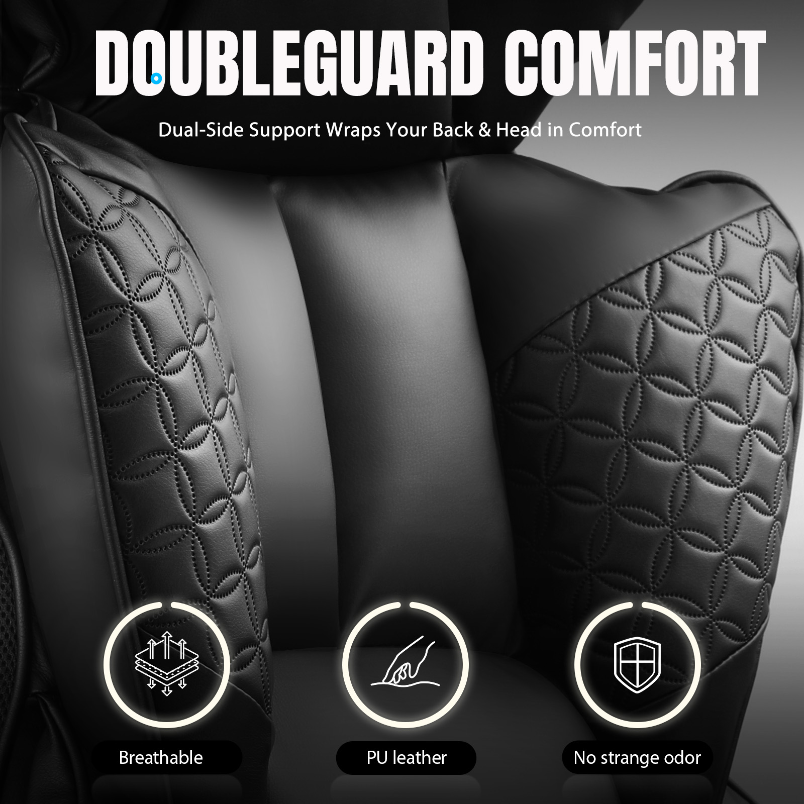 Office Chair Ergonomic Leather High Back Gaming Chair with Footrest, Adjustable Armrests