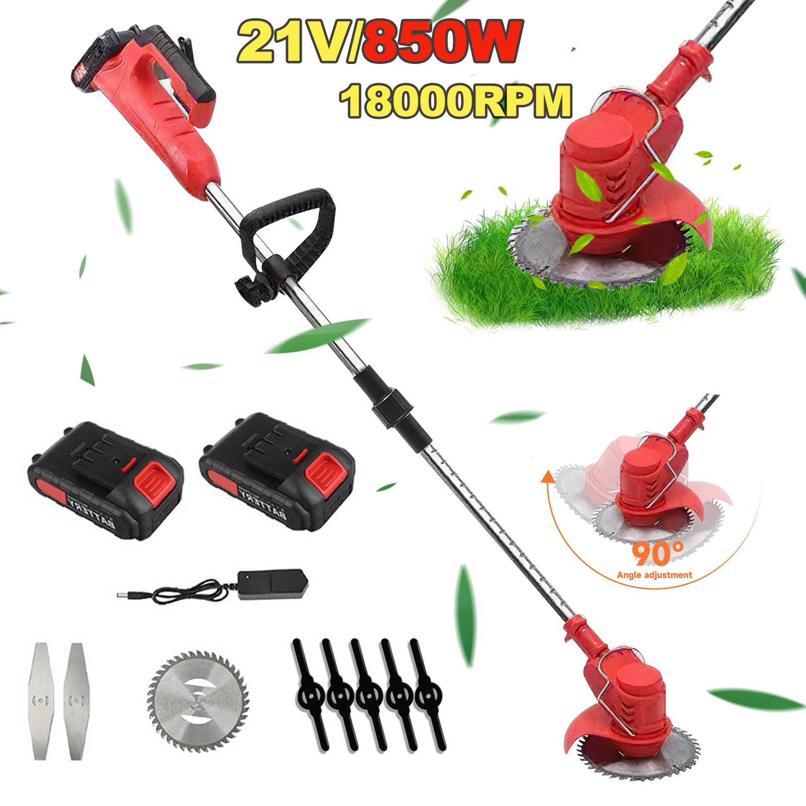 850 W/650 W Elettrico Cordless Tagliaerba 18000PRM Palmare tazza di carburante Sarchiatore Regolabile Attrezzo Da Giardino Con 2 PZ 21 V Batteria