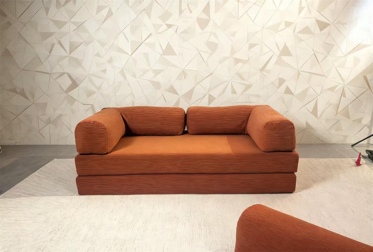 Magazyn UE Europejska retro sofa wysokiej klasy z aksamitu sztruksowego, składana sofa z funkcją kompresji próżniowej, możliwość personalizacji, do salonu, sypialni, futrzana.