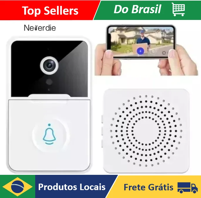 Campainha Interfone Inteligente Camera E Audio Wi-fi Sem Fio - Neverdie Store
