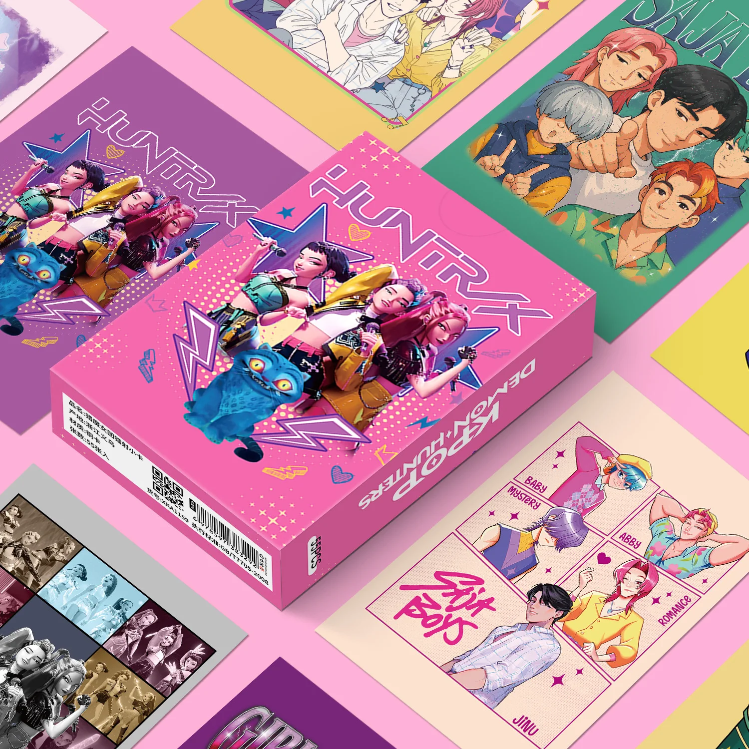 Conjunto de cartões holográficos K-POP Demon Hunters, 55 peças - HUNTR/X Boy Girl Group Laser Photocards, cartas de jogo colecionáveis de anime,