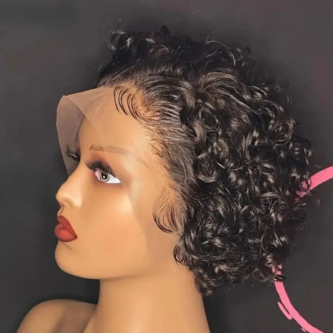 Peruca Curly Pixie Cut para Mulheres, Laço Transparente, Perucas de Cabelo Humano, Peruca Curta Bob, Pré-Arrancadas, Baratas, 13x1
