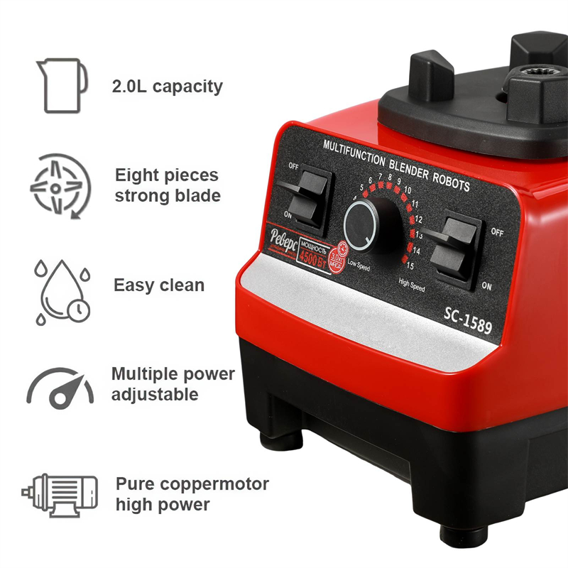 Liquidificador elétrico 2 em 1 2000W de alta potência pesado devido liquidificador comercial processador de alimentos biscoitos de gelo