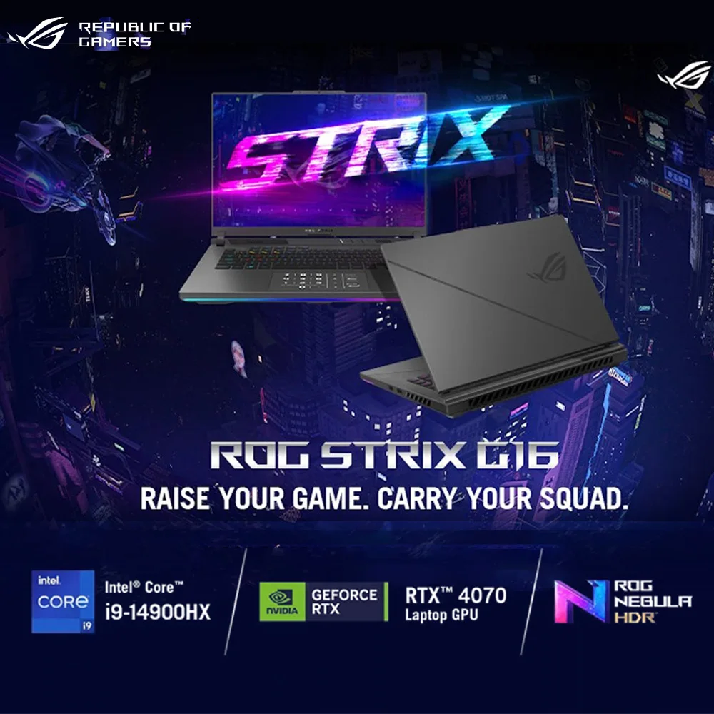 ASUS ROG Strix 16" Gaming Laptop,240Hz WQXGA QHD(2560x1600),Intel Core i9-14900HX,NVIDIA GeForce RTX 4070,64GB DDR5 RAM,4TB SSD