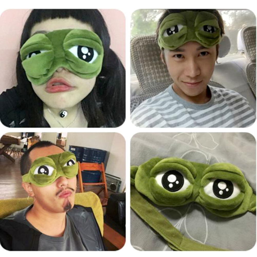 3D Trauriger Frosch Schlafmaske Natürliche Schlaf-Augenschutzabdeckung Schatten Augenklappe für Reisen Büro Zimmer Stress Angst Geschenk
