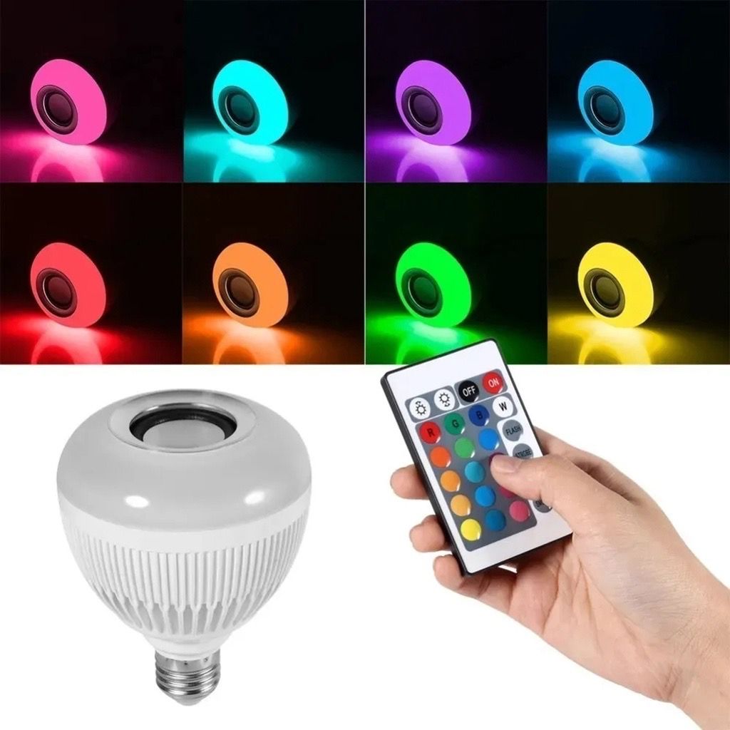 Lâmpada Bluetooth De Led Caixa De Som C Controle Rgb 12W