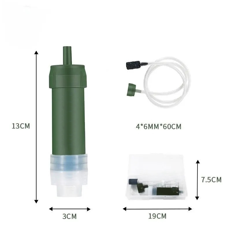 1pc Outdoor Mini Camping Reinigung Wasserfilter Stroh Tup Kohle faser Wasser beutel für Überleben oder Not versorgung