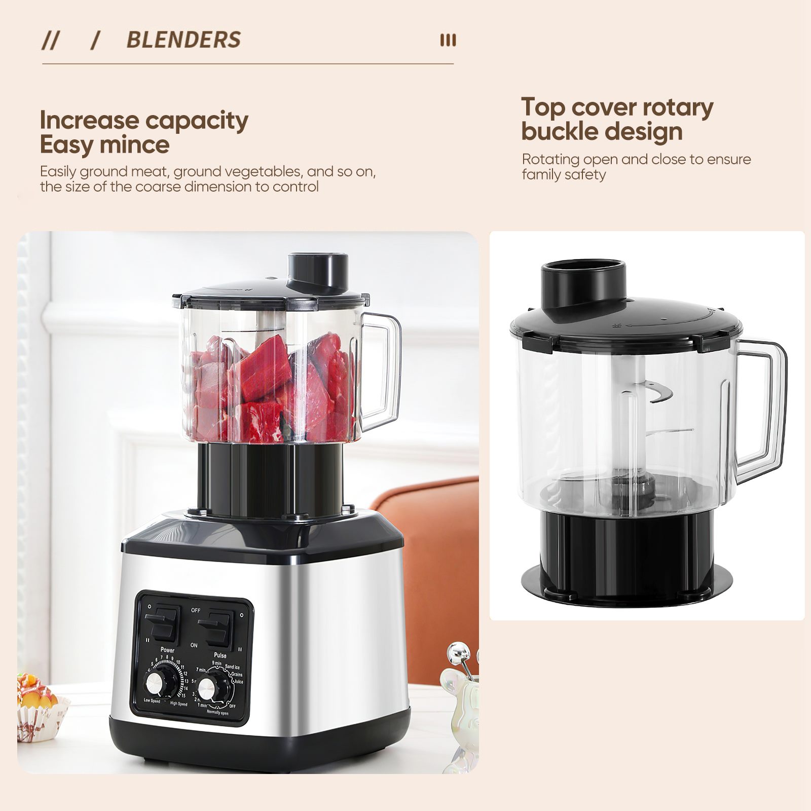 9500W 3 IN 1 power Blender Juicer smothie Maker 3L + 1.5L + 0.5L 3 container Keukenmachine Blender voor Ijs Moer Fruit