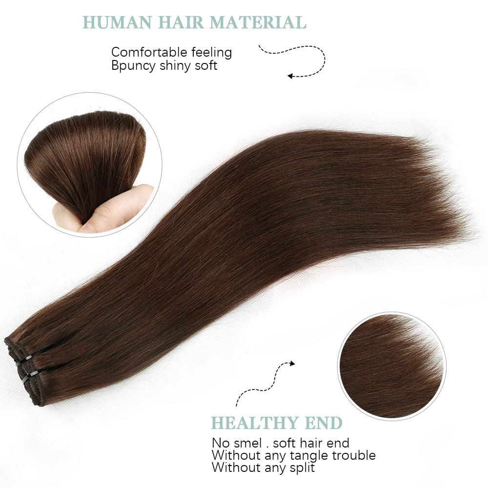 ブラウンクリップヘアエクステンション本物の人毛ブラジル女性のためのストレートヘア 8 個 120 グラムレミー人毛厚い絹のようなソフト