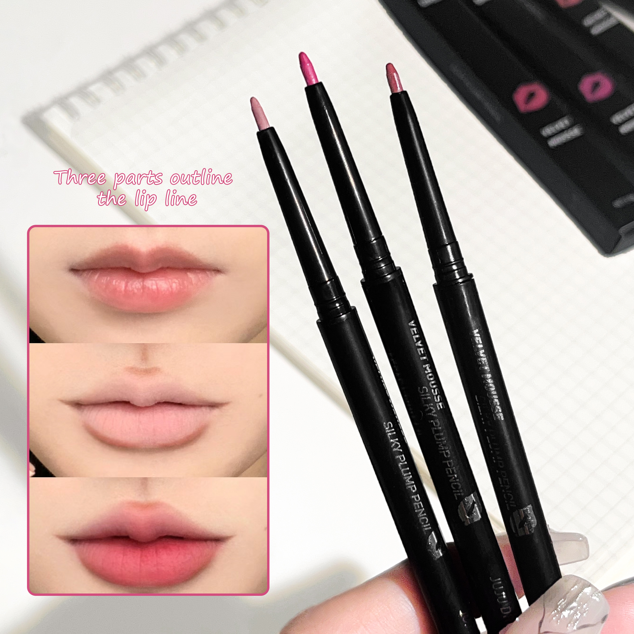 Delineador de labios mate resistente al agua, contorno de labios en tonos, lápiz labial, taza no pegajosa de larga duración, maquillaje de labios hidratante, 5 tonos