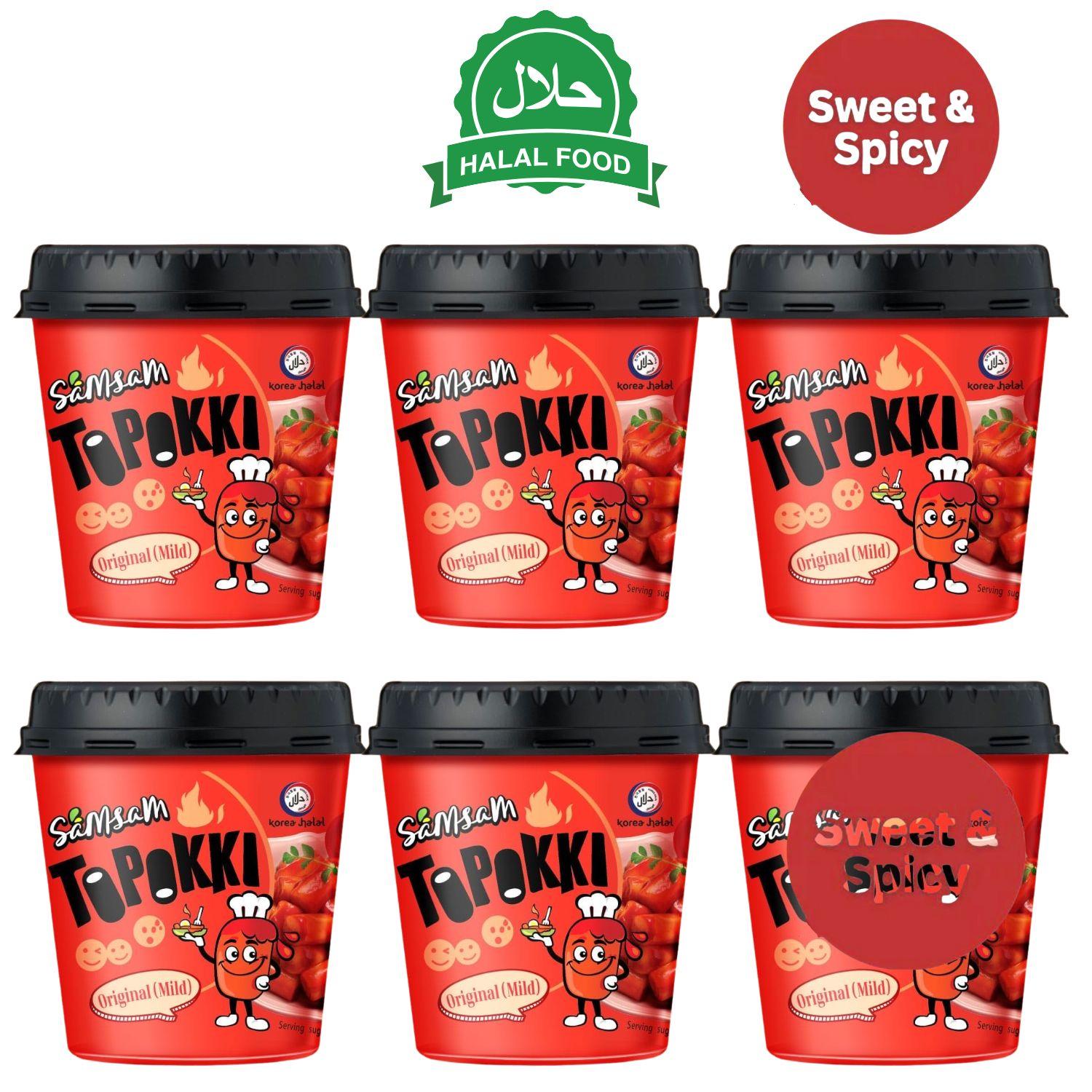 Samsam ,  Korean Toppokki Rice Cake （Pack of 6 cup）