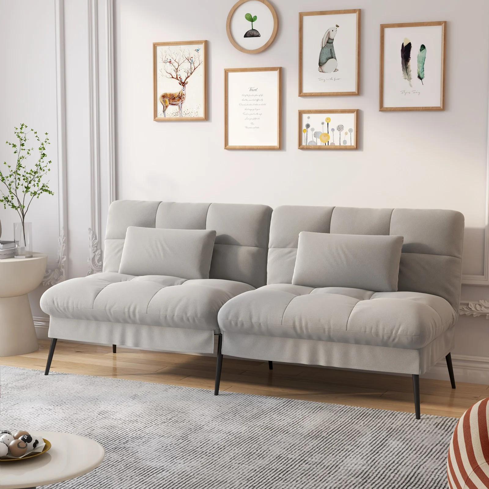 COMHOMA Fold-out Futon Cover Sofa Sleeper Sleeper Fits Corner Sofa 3-Seater Guest Sofa with Adjustable Backrest fabric