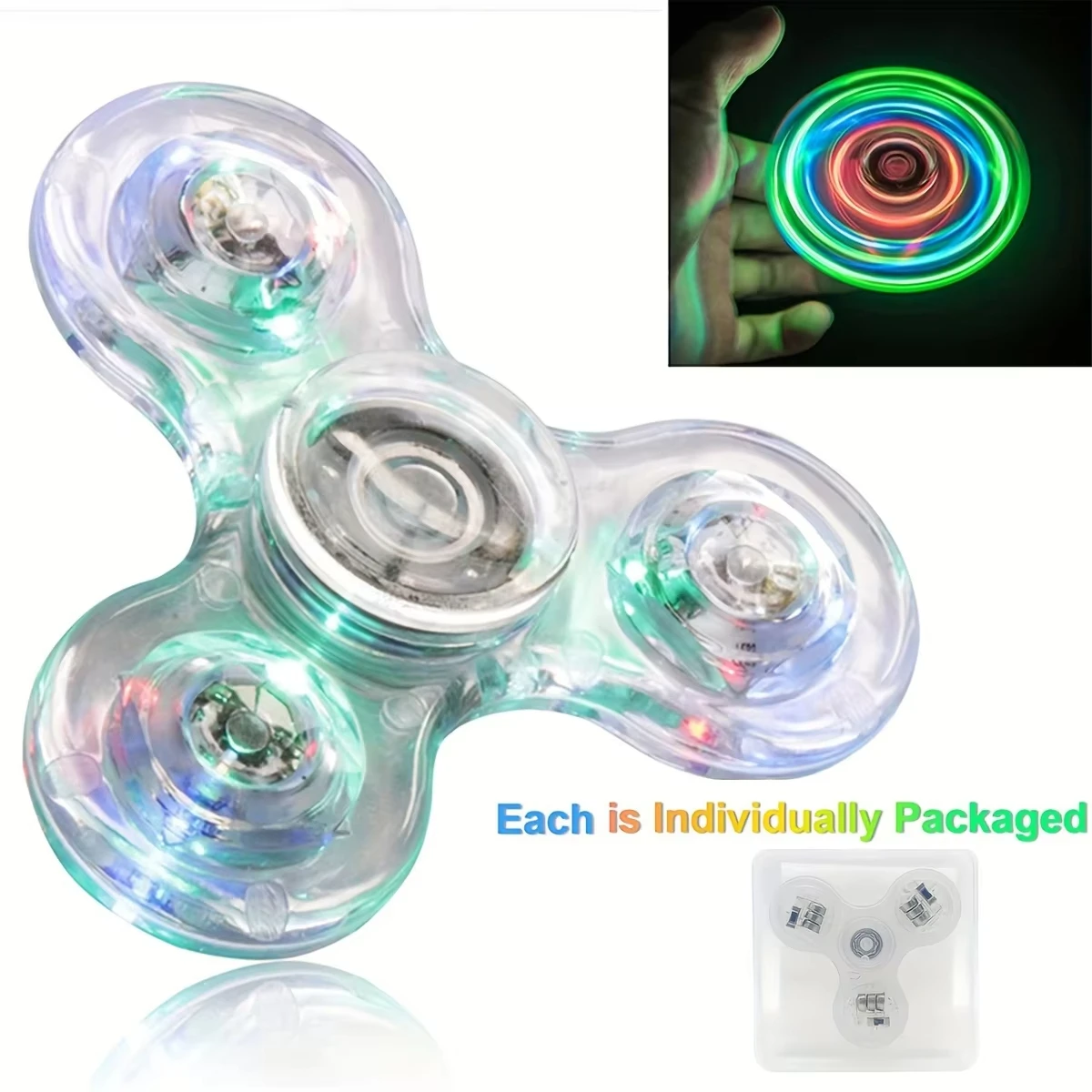 ไฟ LED Fidget Spinner Luminous Finger ความเครียดบรรเทาของเล่น Hand Top Spinners Glow in Dark Light วันเกิดคริสต์มาสของขวัญ