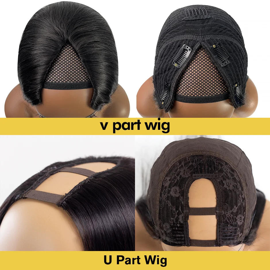 Deep Curly V Partวิกผมผมมนุษย์No Leave OutบราซิลDeep Waveวิกผมผมมนุษย์สําหรับผู้หญิงU Partไม่มีกาวVirgin Wigsขาย