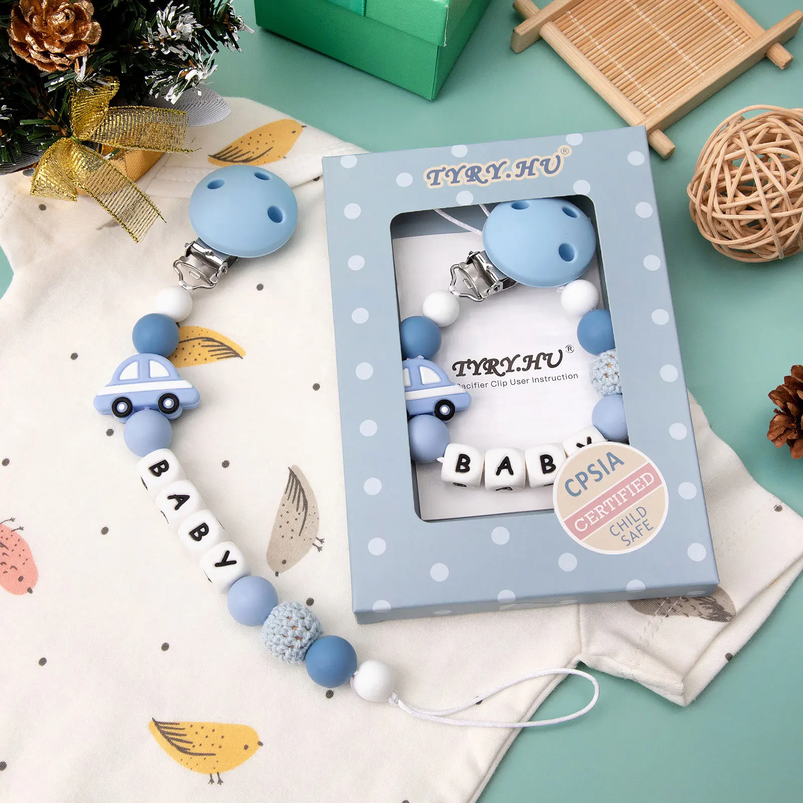 TYRY. HU 1 PC DIY ซิลิโคนเด็กทารก Pacifier คลิปส่วนบุคคลชื่อที่มีสีสัน Pacifier CHAIN Teething BPA ฟรีซิลิโคน Abacus Dummy