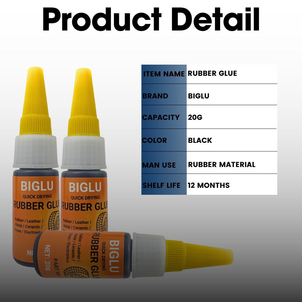 BIGLU 20g Instant Bond กาวยางสีดํายางสวมใส่กาวไม่กัดกร่อนยางซ่อมกาว