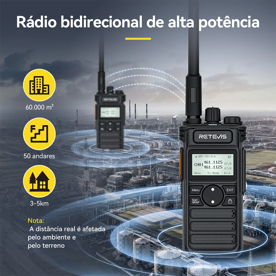 Retevis RT86S Radio de Comunicação Comunicador Walkies Talkies Official-website Walkie Talkie Rádio Comunicador Longo Alcance Longa Distância Portátil Interfone Ptt Walkie-talkie Profissional Rádios Portáteis UHF GMRS