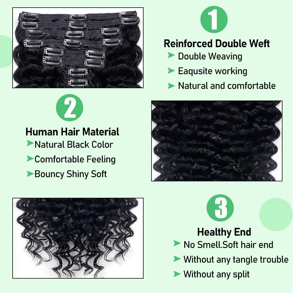Extensions de Cheveux Naturels Brésiliens Remy à réinitialisation pour Femme Africaine, 8 Pièces