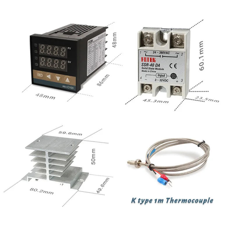Controlador de temperatura REX-C100 PID 220v 400 grados termostato Digital salida 40A SSR K tipo termopar