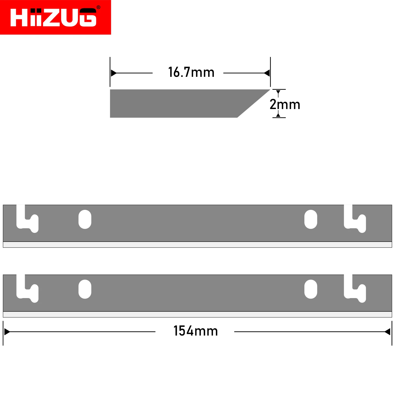 Coltello a lama per piallatrice da 154 mm × 16,7 mm × 2 mm per piallatrice di spessore HSS 2 pezzi