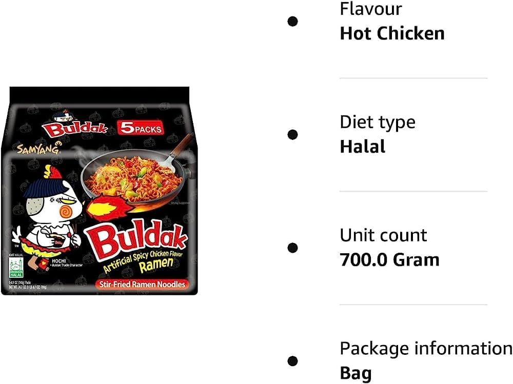 Samyang Carbo Buldak Nuclear Fire Fried Super Hot Spicy Noodle Pack of 40 x 140g