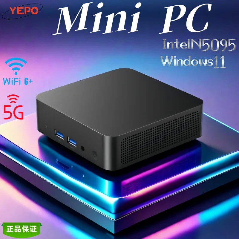 Mini pc portátil para jogos intel core n5095 windows 11 16gb ddr4 1tb ssd m.2 uhd gráficos 1000mbps wifi 6 mini computador desktop