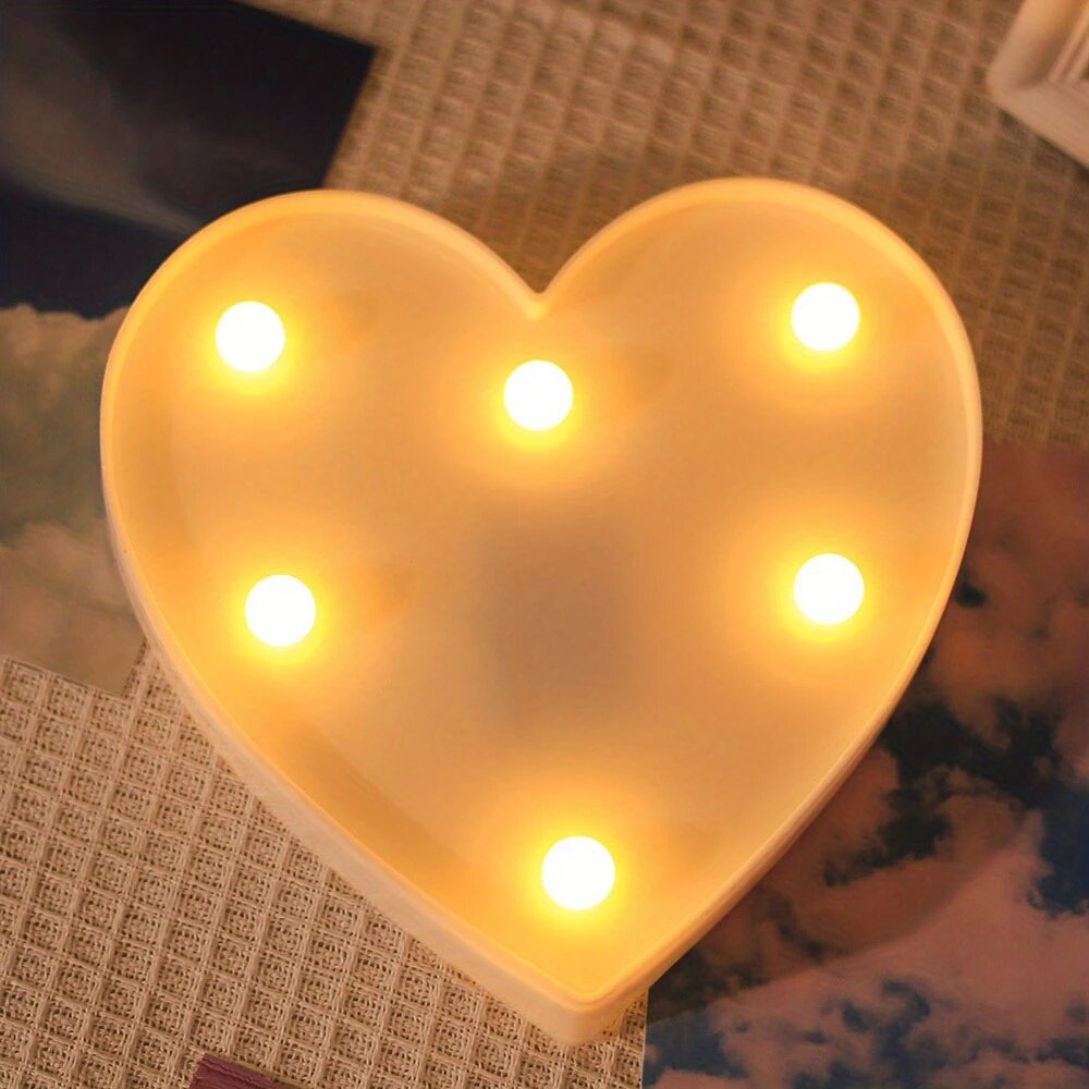 1PC ラブ&ハート型 LED ナイトライト、バッテリー駆動のロマンチックな装飾ライト、結婚式、プロポーズ、誕生日、パーティー、写真小道具用