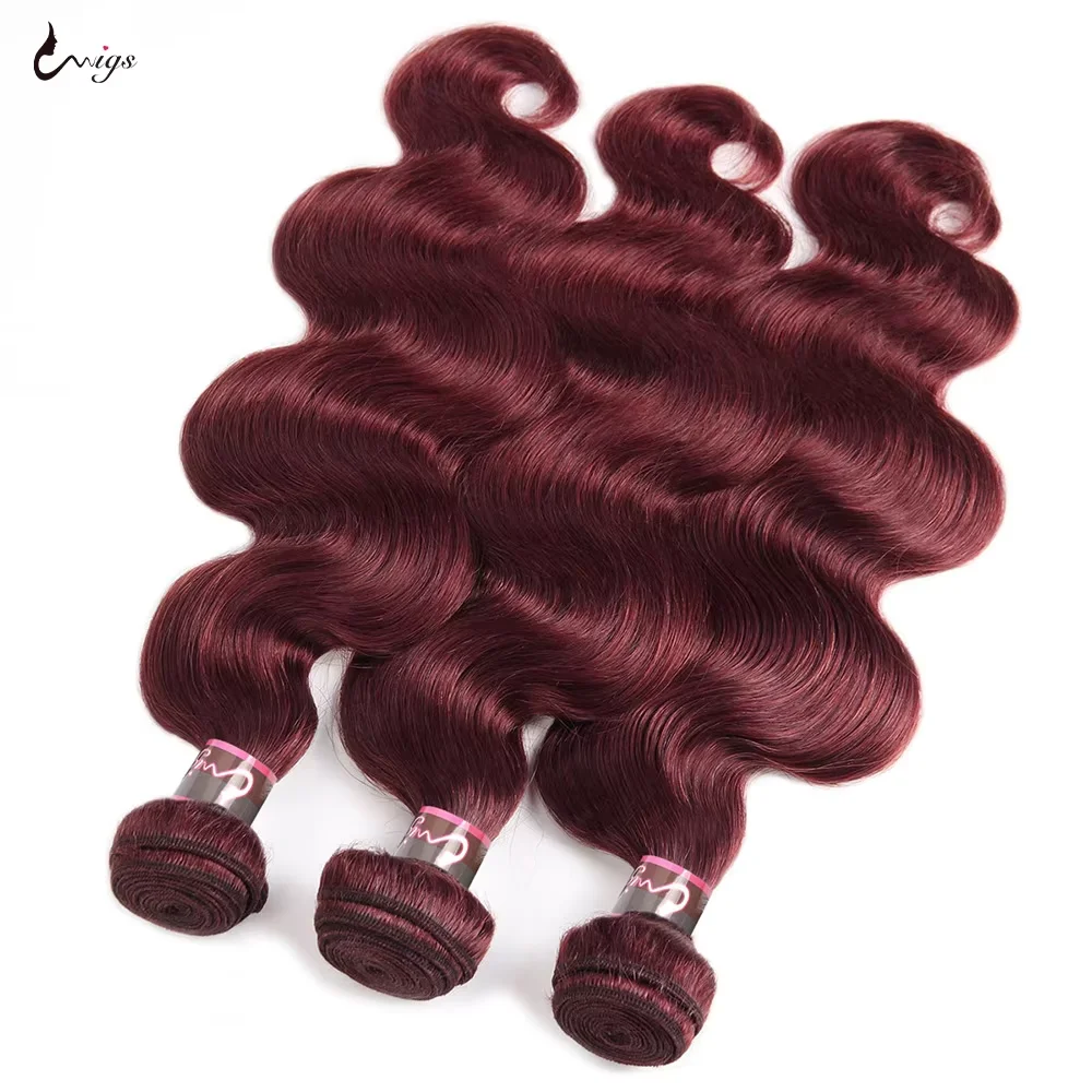 99j borgonha onda do corpo pacotes com fechamento 5x5 100% pacotes de extensão do cabelo humano com fechamento colorido 99j feixes de cabelo humano