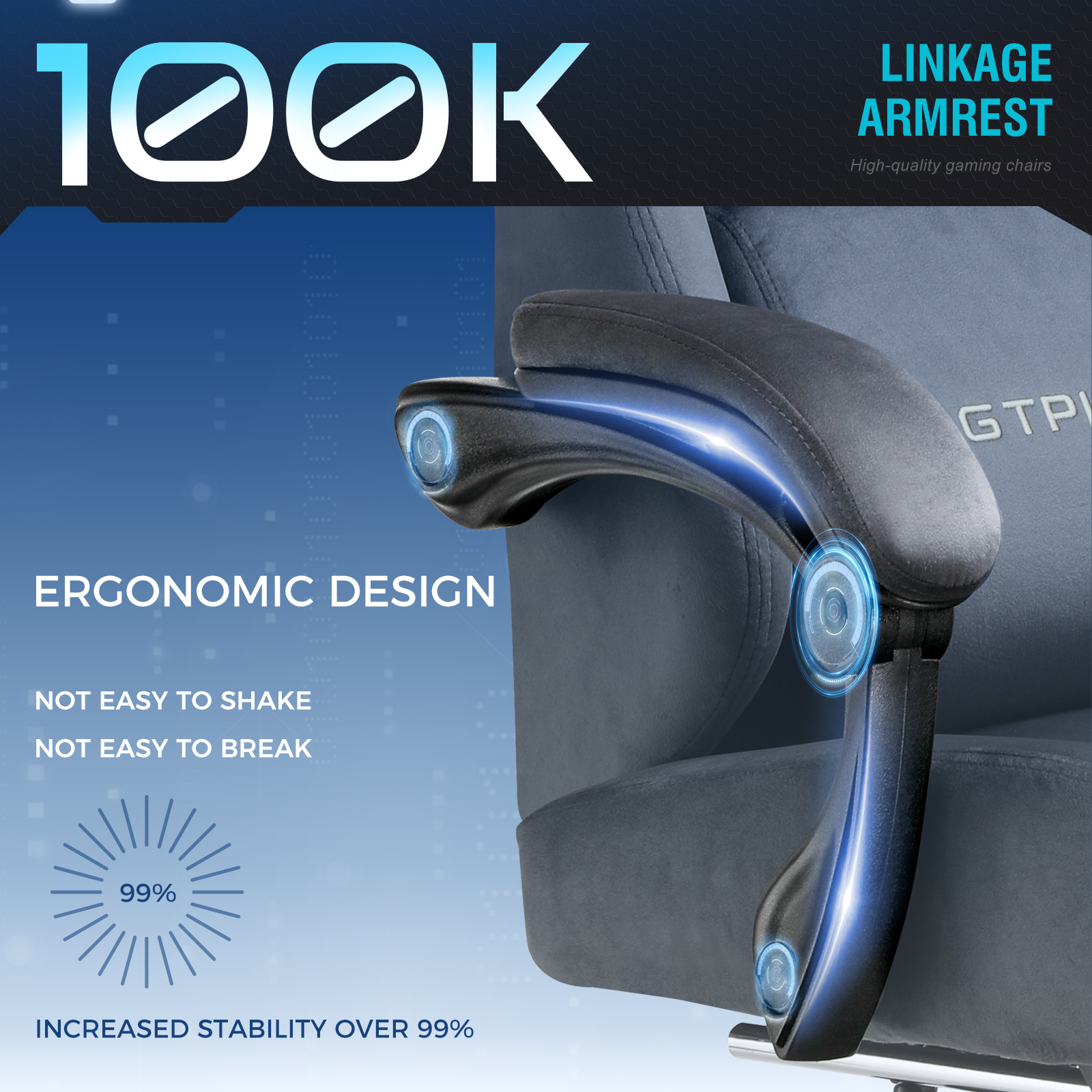 GTPLAYER Fabric Gaming Chair, Ergonomic Computer Chair with Footrest and Lumbar Support Height Adjustable Home Office Chair